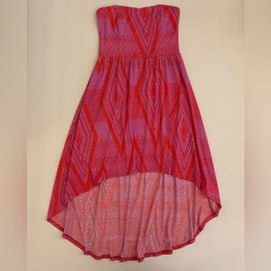 xhilaration Strapless Pink & Red Hi-Low Dress